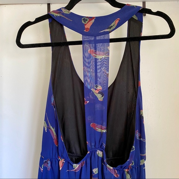 Audrey 3+1 High Low Backless Blue Boho Bird Dress - Picture 6 of 7